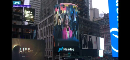 Opening bell ceremony at Nasdaq, New York
